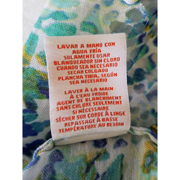 Hearts of Palm Abstract Prints Roll Tab Sleeves Draw String Waist Button Down 12 - Picture 8 of 10